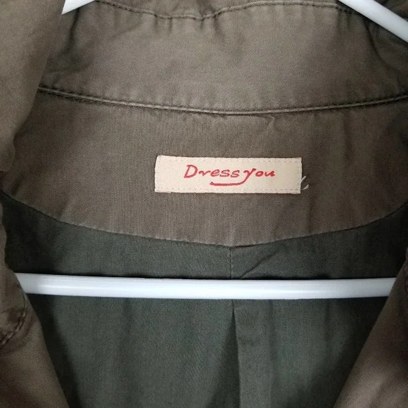 Green asymmetrical utility jacket w embroidery - Picture 5 of 8